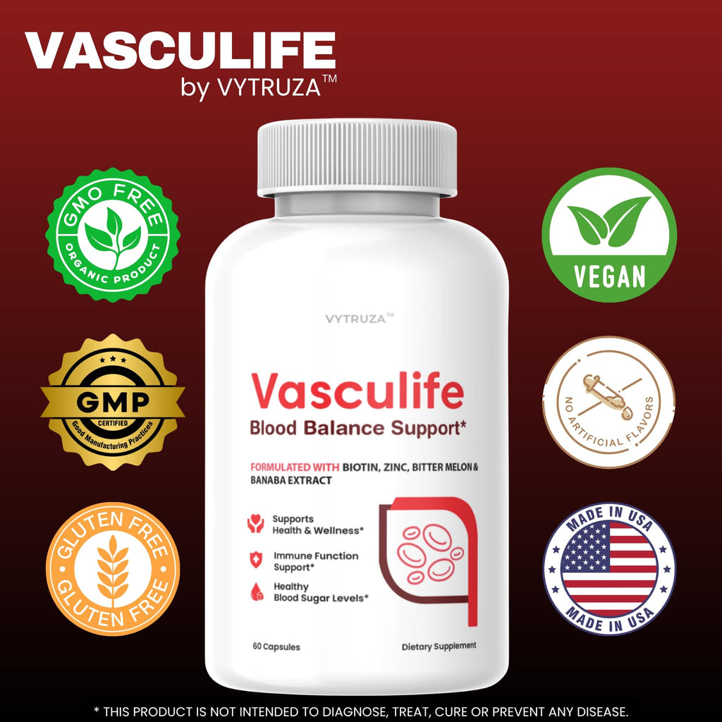 VYTRUZA Vasculife Blood Balance Support* - Vasculife Capsules Advanced Formula Blood Health Support Supplement Supports Blood Flow and Blood Circulation*, 60 Capsules
