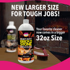 Quick'n Brite Fireplace Brick and Stone Cleaner 32oz with Scrub Brush - Natural Stone, Tile, and Marble Cleaner - Indoor Fireplace and Wood Stove Cleaning Kit - Pellet Stove Creosote Remover
