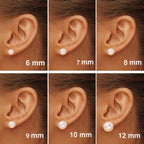 Natural Freshwater Cultured Pearl Stud Earrings for Women, 8mm AAAA+ Handpicked, 925 Sterling Silver 18k Gold Plated Hypoallergenic Jewelry