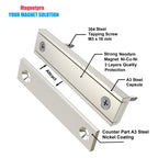 Magnetpro Rectangular Magnets 70 LB Force Size 2.36" x 0.53" x 0.20" with Counterparts and Countersunk Hole, Household and Industrial Pot Magnet with Screws Pack of 6