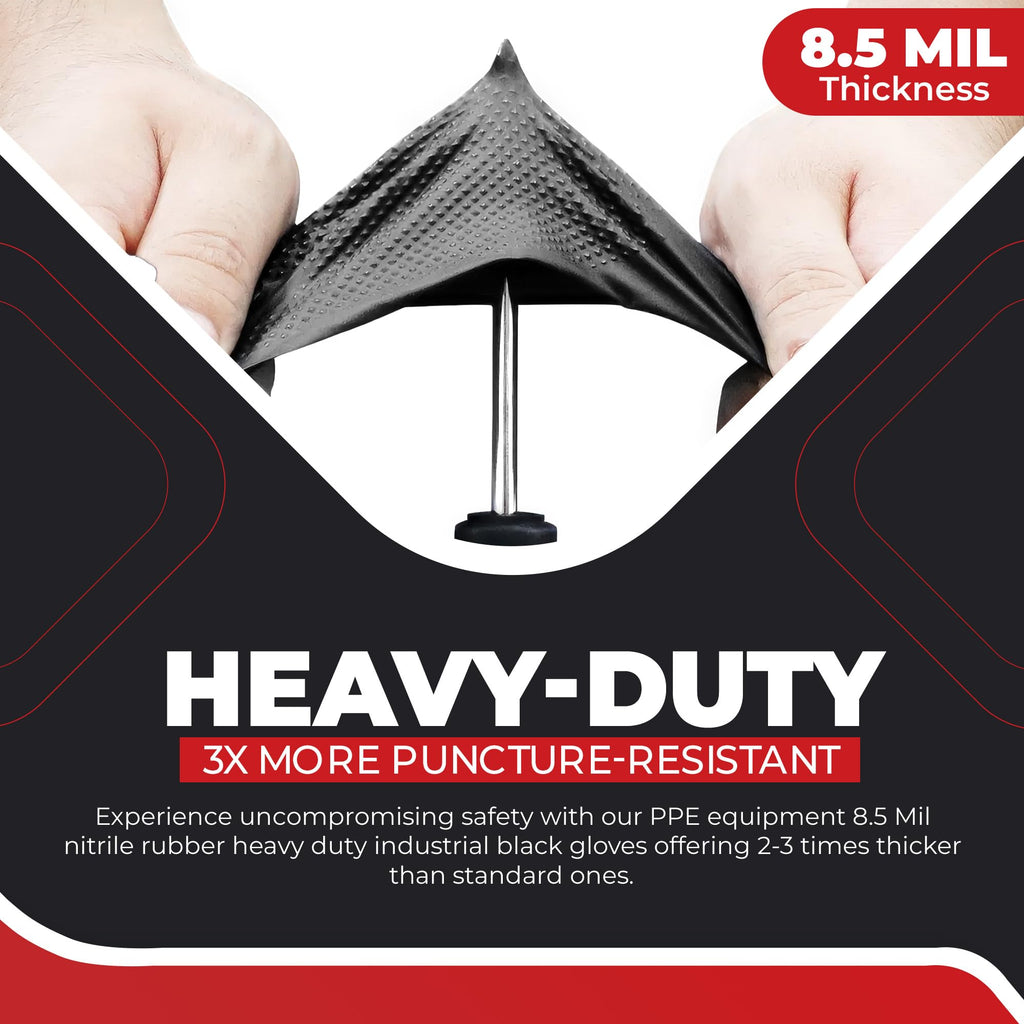 MEDPRAYER Industrial Nitrile Gloves – Heavy Duty Disposable Mechanic Gloves with Diamond Texture, Latex & Powder Free, 8 Mil Black 100 pcs S