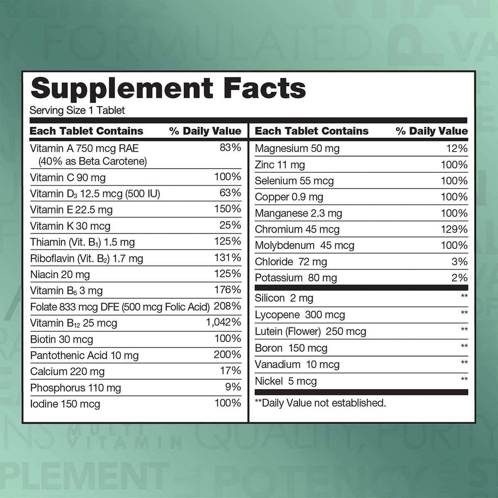 Kirkland Signature Adult 50+ Mature Multi Vitamins & Minerals, 400 Tablets (Pack of 3)