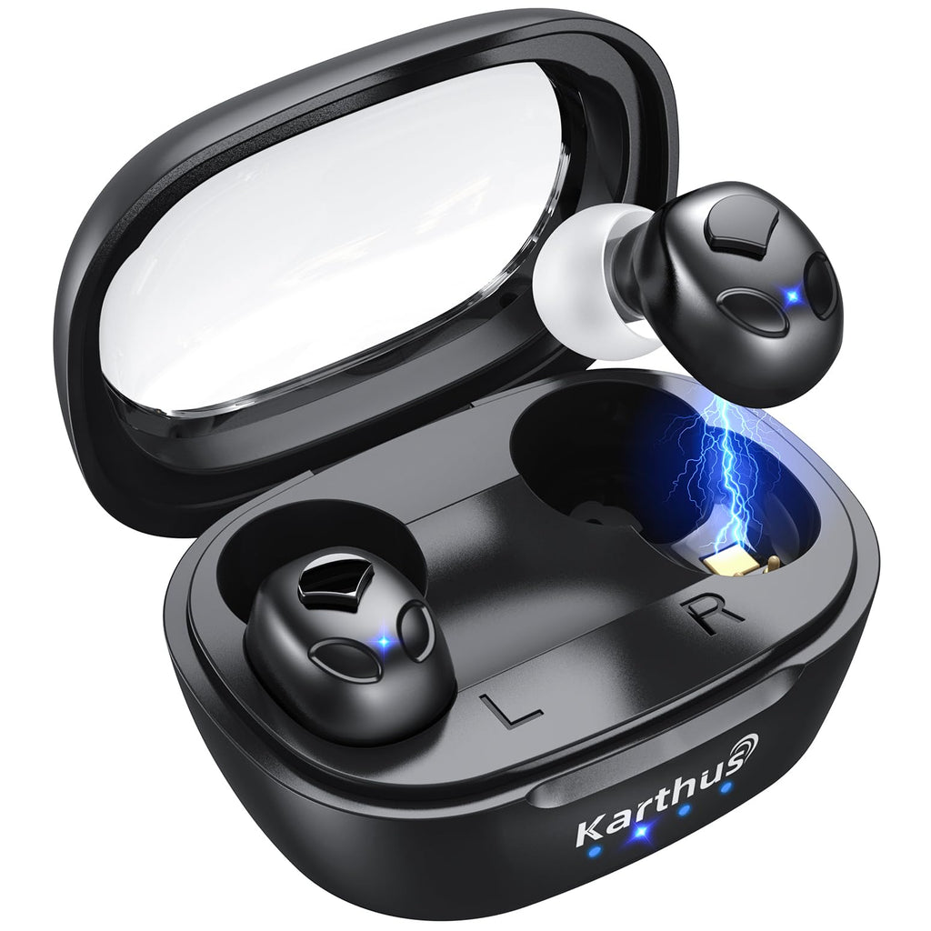 Karthus Rechargeable Hearing Aids for Seniors, OTC Hearing Aids with Hearing Loss, Clear Sound & Noise Reduction,80Hrs Long-Lasting Battery, Comfort & Invisible Design for Adults & Elderly, Black