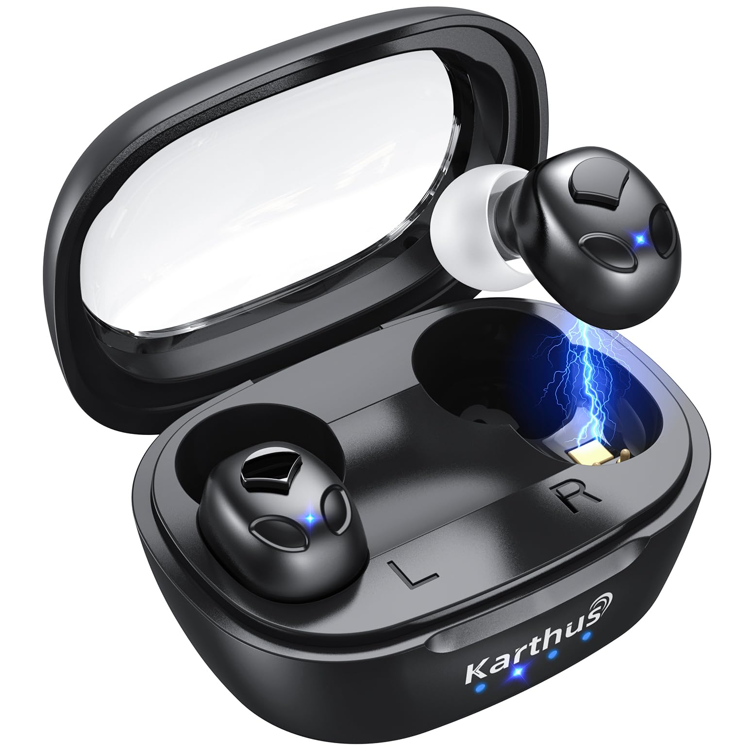 Karthus Rechargeable Hearing Aids for Seniors, OTC Hearing Aids with Hearing Loss, Clear Sound & Noise Reduction,80Hrs Long-Lasting Battery, Comfort & Invisible Design for Adults & Elderly, Black