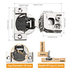 Chibery 30 Pack 1-1/4" 4D Overlay Soft Close Concealed Hinges for Face Frame Door, Control Closing Speed, Smooth Slow Self Closing Hinges, Satin Nickel, 105° Open Angle Stainless Steel Cabinet Hinge