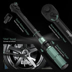 DISEN 9PCS Click Torque Wrench Set 1/4" 3/8" 1/2" Drive 20-220 In.lb, 5-45 Ft.lb, 10-170 Ft.lb with 6 Adapters, ±3% Accuracy, 72-Tooth, Dual Scale, Storage Case for Bike, Motorcycle, Car, Truck Repair