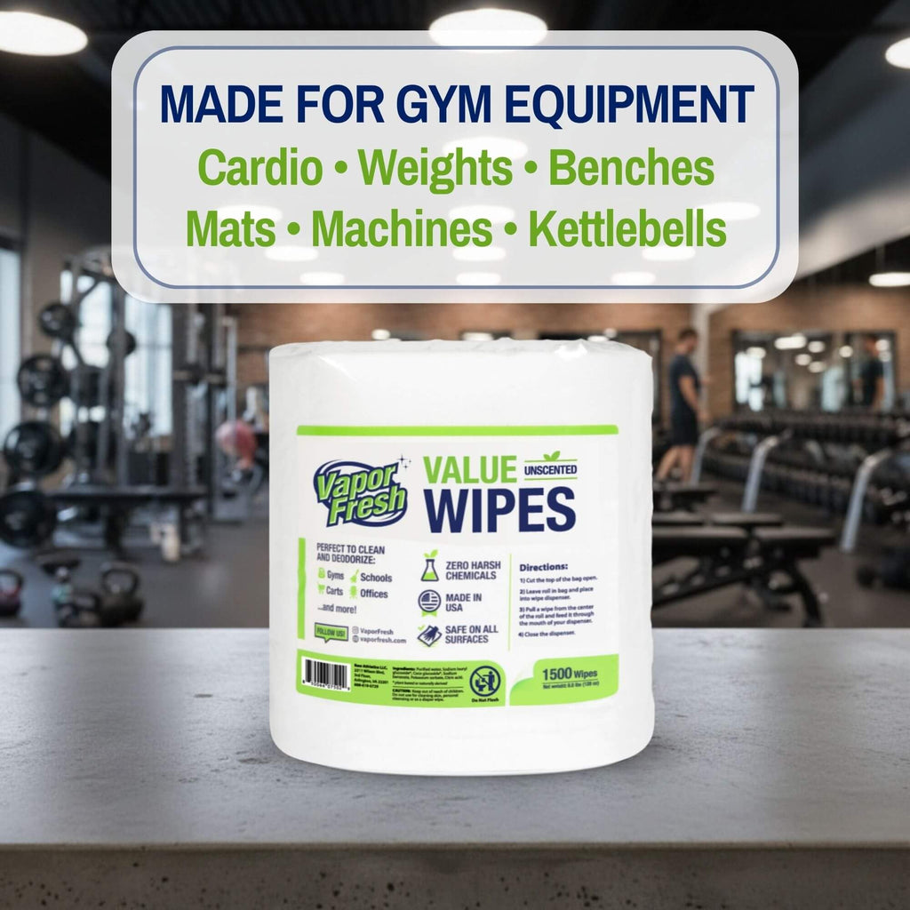 Vapor Fresh Value Wipes For Gym Equipment, 1500 Count, 4 Rolls