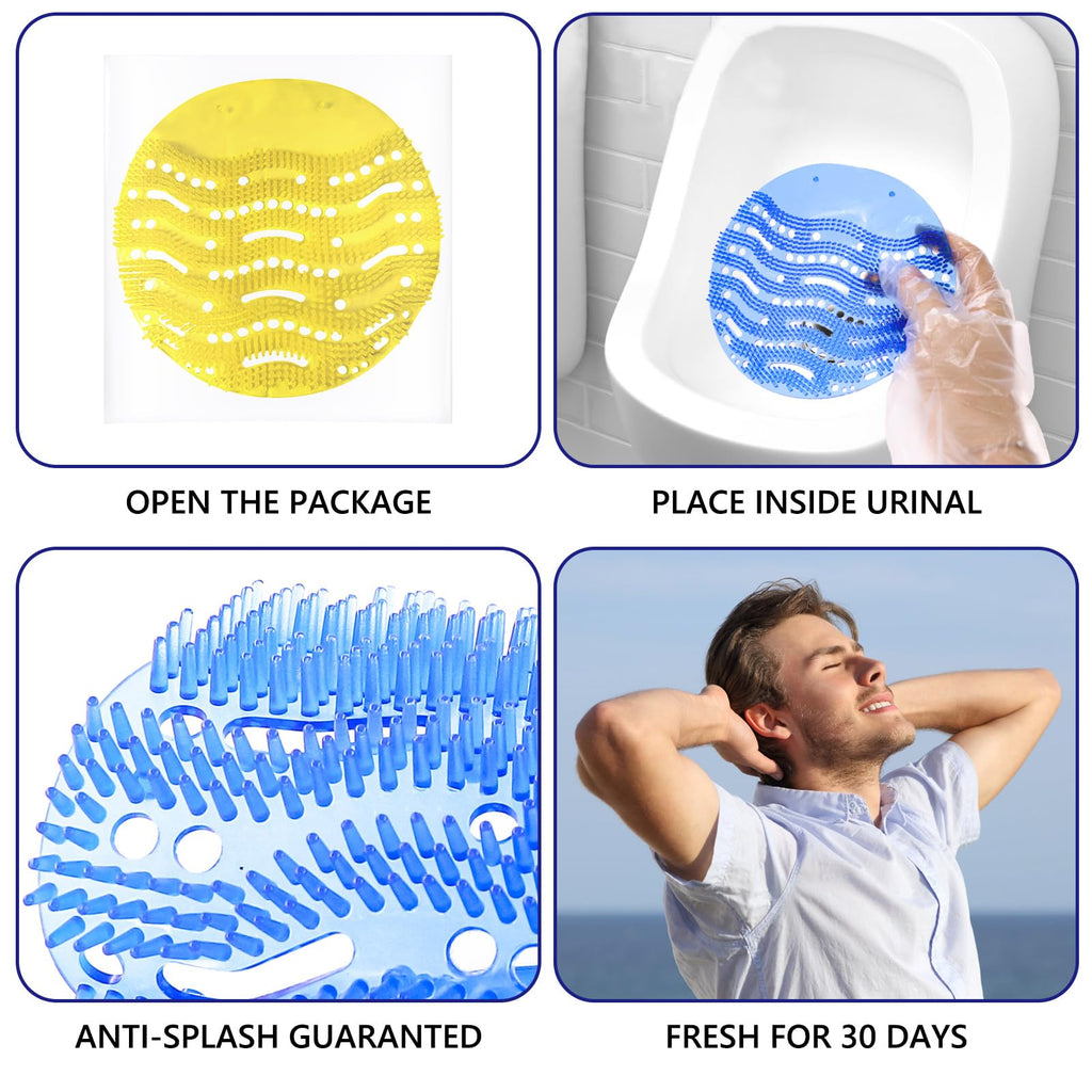 Urinal Screen Deodorizer, 12 Pack Urinal Cakes Bulk Scented Anti-Splash, Urinal Mats Deodorizer Fresh Pads – Ideal for Schools, Bathrooms, Restrooms, Office (Ocean Breeze/Lemon/Orange)