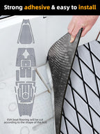 FOCEAN Boat Flooring EVA Foam Boat Decking Marine Mat Non-Slip Self-Adhesive Flooring Sheet for Motorboat Jon Boats Bass Boat Kayak RV Floor, 94.5''x 15.7'', Grey with Black Lines