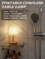 Kakanuo Cordless Shower Lamp Waterproof, Cordless Lamp with 4000mAh Battery, Rechargeable Table Lamp, Touch Dimmable Desk Light for Outdoor, Kitchen, Bathroom, Camping, Patio, IP54
