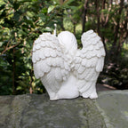 JARPSIRY Angel Garden Statue, Sitting Angel Sculpture, Resin Angel with Bird Figurine for Patio Yard Porch Lawn Outdoor Decor Home Shelf Sitter Memorial Spiritual Gifts