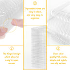 Qyyiguf 200 PCS Clear Plastic Square Hinged Containers,Disposable To Go Containers with Lids,Clamshell Food Containers for Sandwiches,Dessert,Cakes,Cookies,Salads,Pasta(5.3x4.7x2.8 In), 41wsdSDF