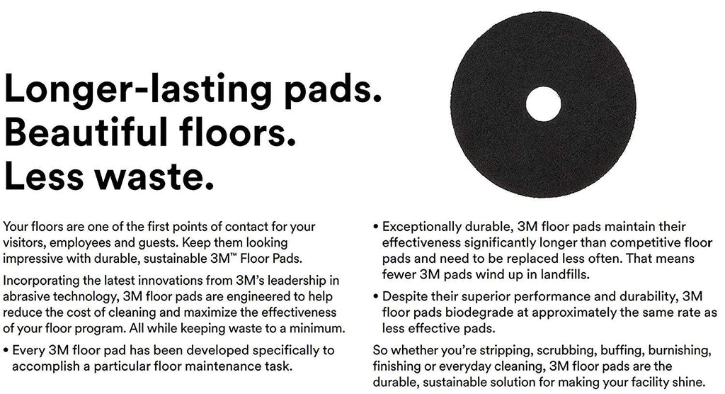 3M Black Stripper Pad 7200, 20 in, 5/Case