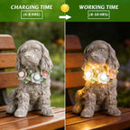 Dog Garden Statue, Solar Cocker Spaniel with Lighted Garland Yard Ornaments