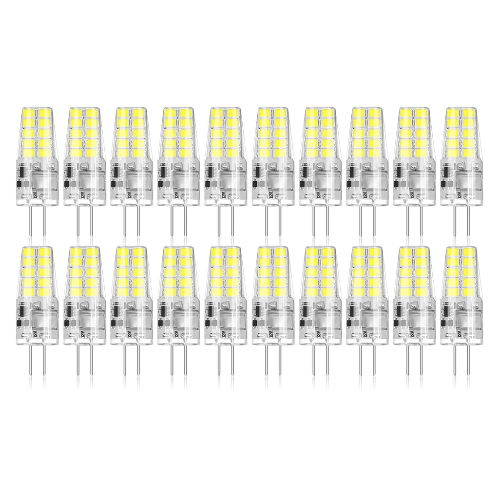BUBO 20 Pack G4 LED Bulb 2W Equivalent 30W 6000K Daylight 250 Lumens 360°Beam Angle, T3 Halogen Bulb Replacement Landscape Bulbs, AC/DC 12V Led Lights G4 Bi-Pin Base for Outdoor Landscape Lighting