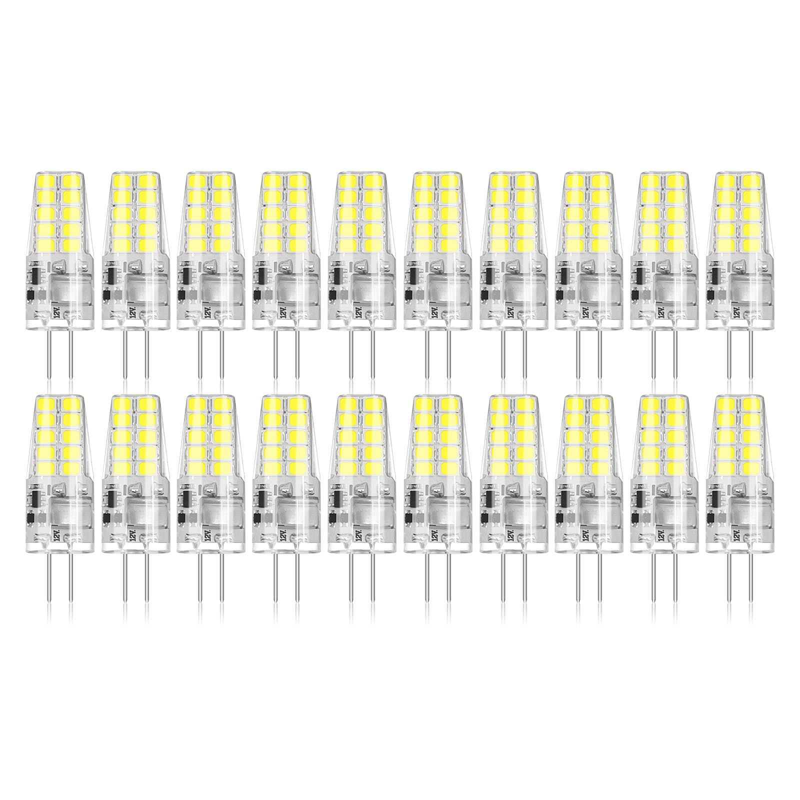 BUBO 20 Pack G4 LED Bulb 2W Equivalent 30W 6000K Daylight 250 Lumens 360°Beam Angle, T3 Halogen Bulb Replacement Landscape Bulbs, AC/DC 12V Led Lights G4 Bi-Pin Base for Outdoor Landscape Lighting