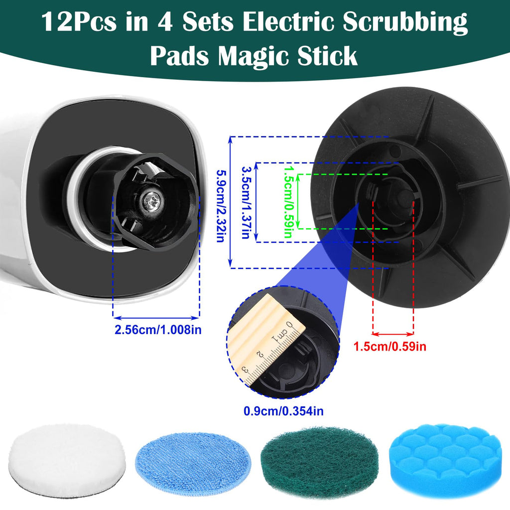 Ckhoid 12Pcs Brush Heads Set, Cordless Electric Spin Scrubber Replaceable Brush Heads, Cordless Buffing Bonnet Pad for Household Cleaning Brushes, Bathroom, Floor, Tile, Car