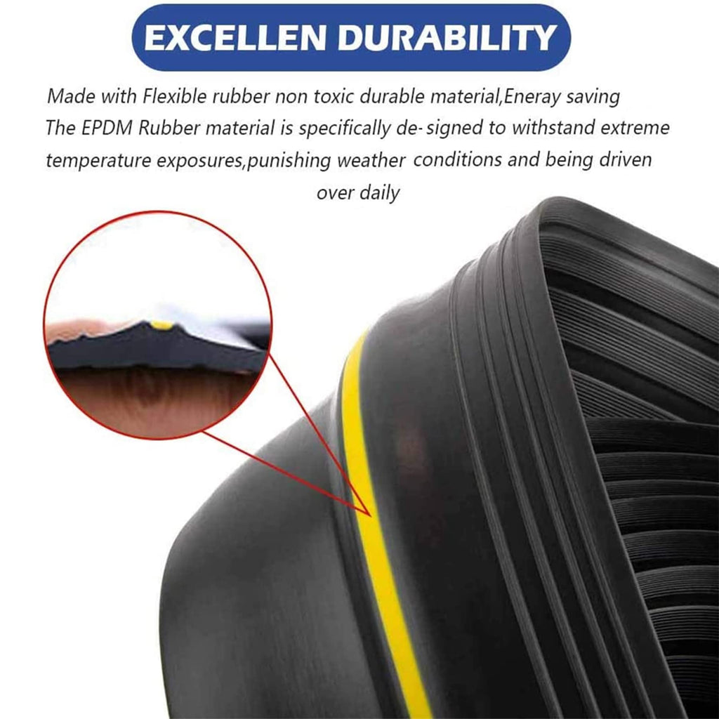 ToLanbbt 10Ft/3M Universal Garage Door Rubber Threshold Strip with 300ml Black Adhesive/Sealant, Weatherproof Seal Strip DIY Weather Stripping Replacement (Black+Yellow)