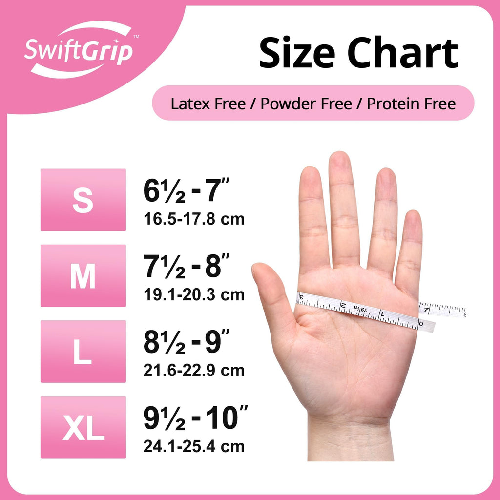 SwiftGrip Nitrile Exam Gloves, 4 Mil, Large, Cherry Blossom, Food Safe Gloves Disposable Latex Free, Powder Free for Cleaning Supplies, Esthetician, Hair Dye, Tattoo Supplies (Box of 1000)