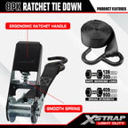 XSTRAP STANDARD Ratchet Tie Down Straps 8PK 1'' x 10 ft - 900 LB Break Strength Cargo Straps for Moving Appliances, Lawn Equipment, Motorcycle (Black)