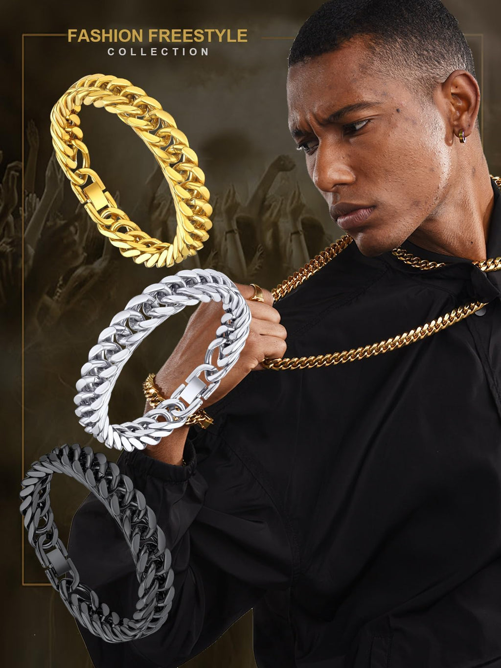 ChainsHouse Stainless Steel Cuban Chain Bracelet for Men 8 mm 8.3"