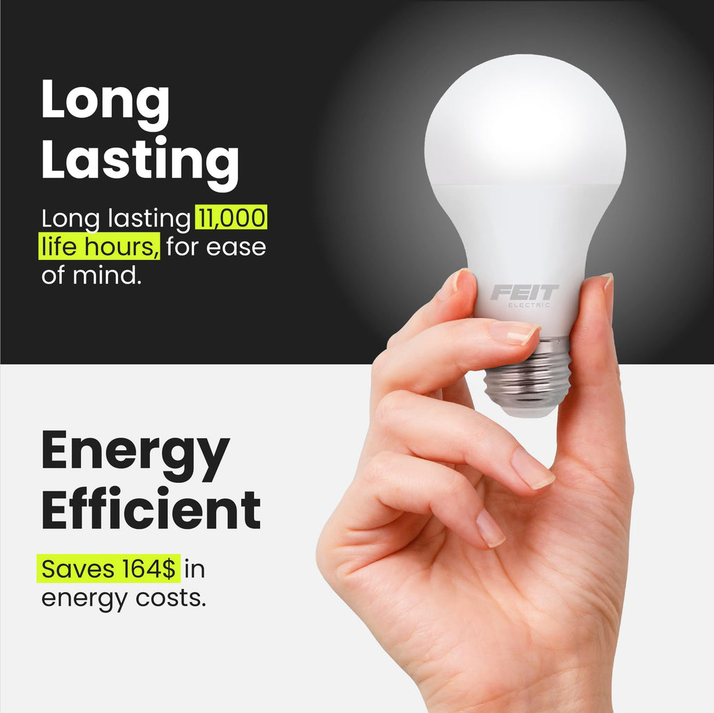 Feit Electric A19 LED Light Bulb, 40-Watt Equivalent,3500K White,E26 Base,450 Lumens,11,000-Hr Lifespan,General-Purpose Residential or Commercial Applications,A450/835/10KLED/4,4 Count (Pack of 2)