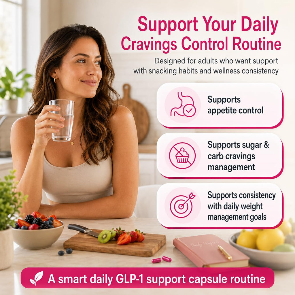 Wellcatcher GLP-1 Support Supplement for Women Men, Weight Management Capsules with Berberine, L-Glutamine, 5-HTP & Saffron, Appetite Cravings Metabolism Gut Health Support, 60 Capsules