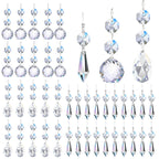 Milkary 44 Pack Chandelier Crystal Prism Replacement, 38mm Hanging Clear Crystal Glass Bead Prisms 20mm Chandelier Crystals Modern for Foyer Wedding Lamp Windows Christmas Tree Decoration