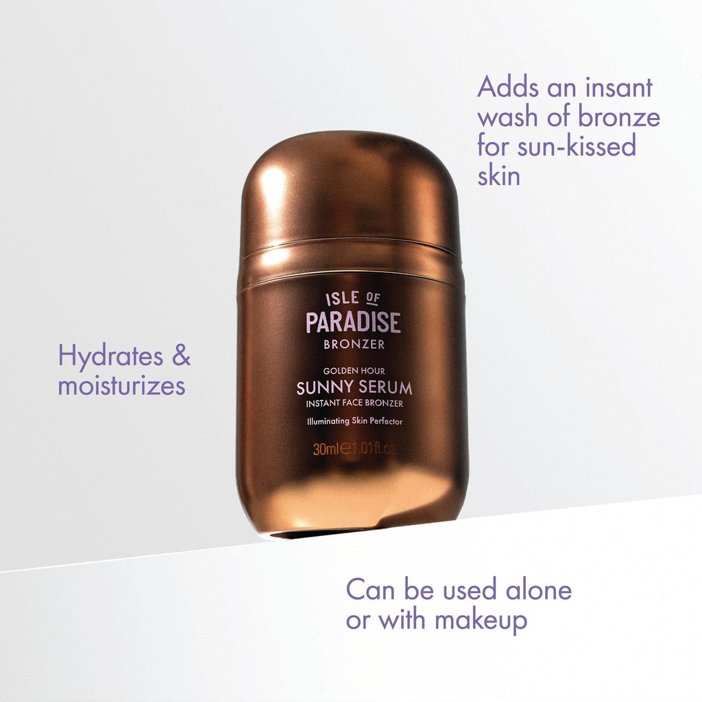 Isle of Paradise Sunny Serum Champagne - Bronzing Serum with Squalane, Niacinamide, and Jojoba Oil - 4-in-1 Instant Self Tan Primer, Base, Highlighter, and Body Bronzer - 1.01 fl. oz