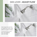 Angle Simple Shower Head, Brass High Flow Shower Sprayer Head, Adjustable Angle and Water Flow, G 1/2, Brushed Nickel