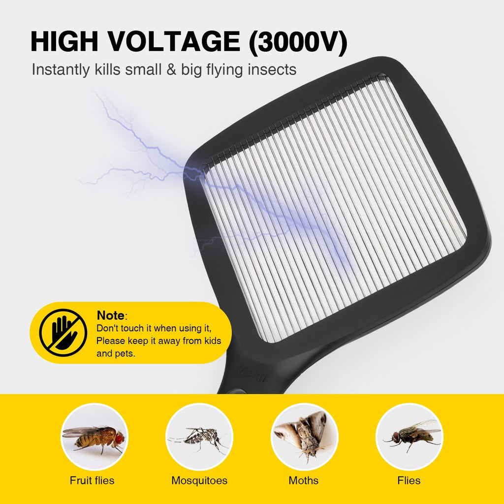 mafiti 2 in 1 Electric Fly Swatter Rechargeable with Flashlight Mosquito Zapper Bug Zapper Racket Fly Killer Indoor Outdoor