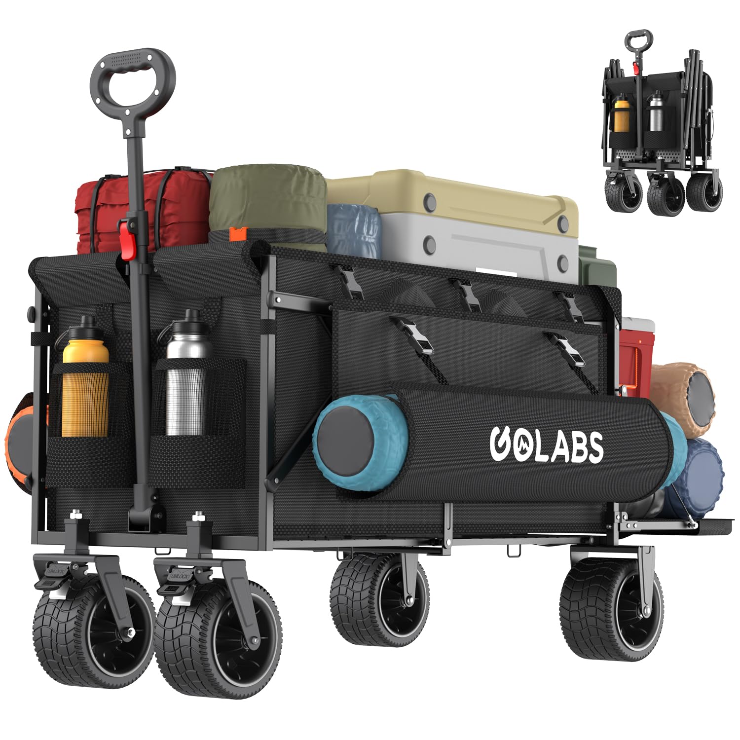 Golabs Collapsible Wagon Cart, 560lbs Load, 280L Heavy Duty Foldable Cart