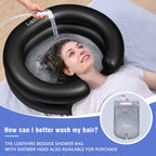 Portable Inflatable Hair Washing Basin for Bedridden - Wash Hair in Bed with Inflatable Shampoo Bowl.For Elderly,Disabled,Injured,Ideal Inflatable Sink for Locs Detox (Black, 18in Inner)