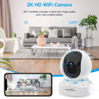 Home Security Camera, Baby Camera, 2K wansview WiFi Camera for Pet/Nanny, Motion Alerts, 2 Way Audio, Night Vision, Compatible with Alexa Echo Show, with TF Card Slot and Cloud