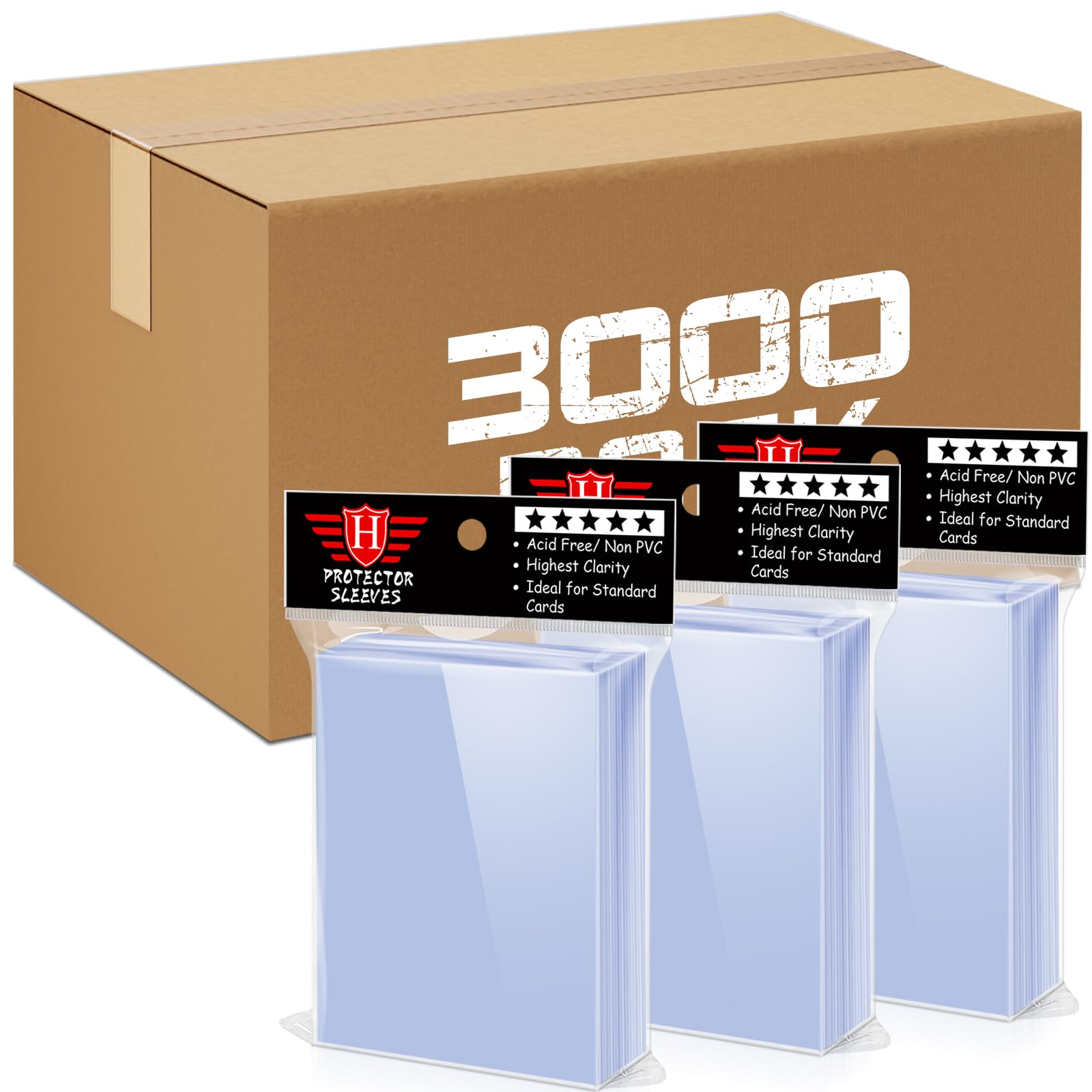 3000 Counts Card Sleeves TopLoaders for Trading Cards, Soft Clear Baseball Card Sleeves Plastic Card Protector for Football Card Sports Cards Game Card Standard Cards