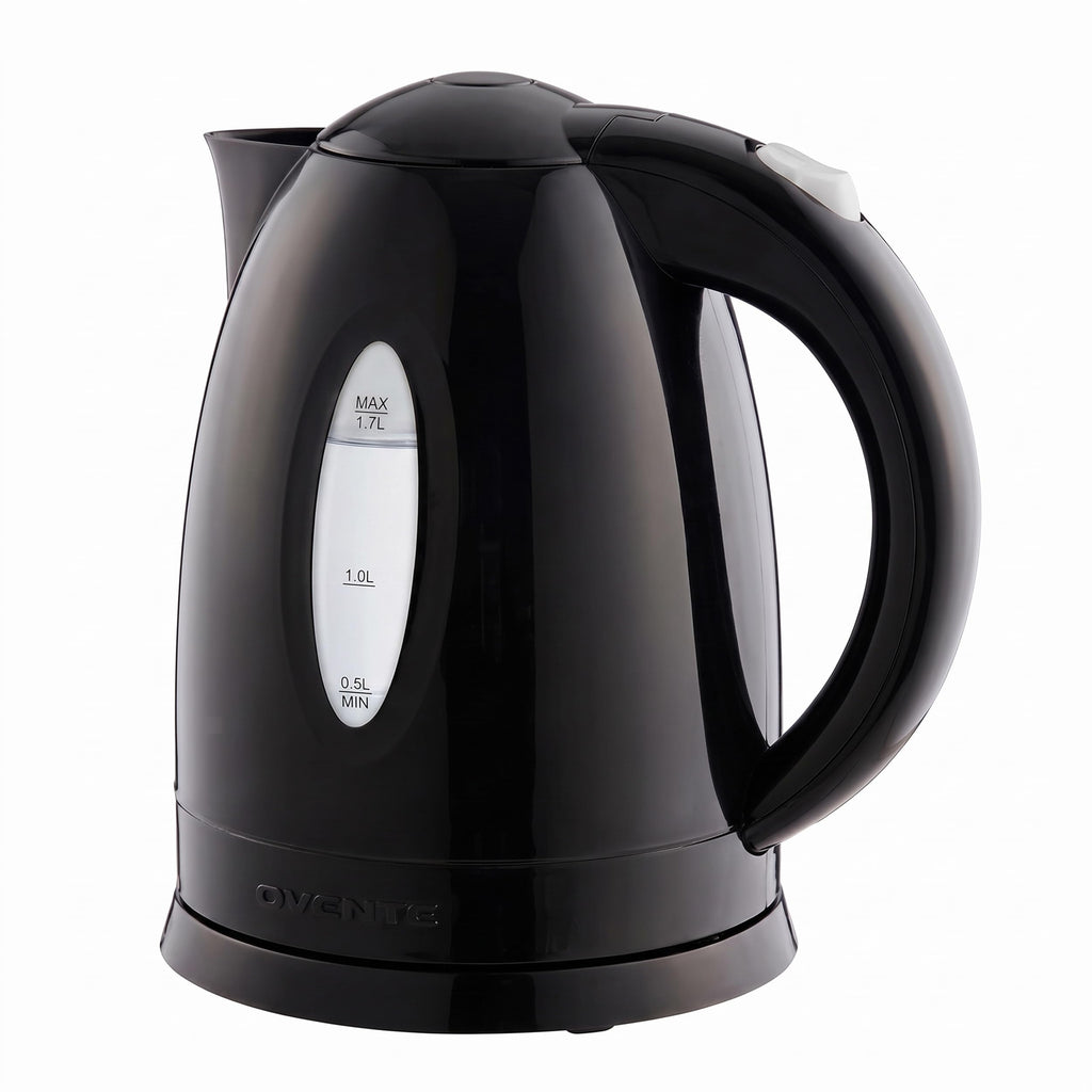 OVENTE 1.7L Electric Tea Kettle, Fast Boiling Water Heater, Black KP72B