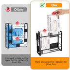 Magnetic Glove Holder for wall Mount,Holds Up to 2 Boxes,Wall & Refrigerator Mount,Metal Glove Box Holder Wall Mount for Rubber Latex Disposable Gloves Facial Tissue and Storag(Black)