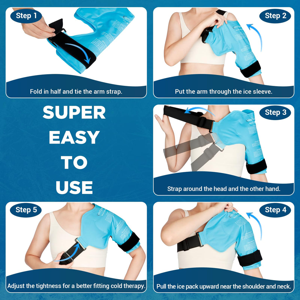 Comfytemp Shoulder Ice Pack Rotator Cuff Cold Therapy, Gel Ice Packs for Injuries Reusable, Shoulder Brace for Pain Relief, Men Women Recovery Item (Small & Medium)