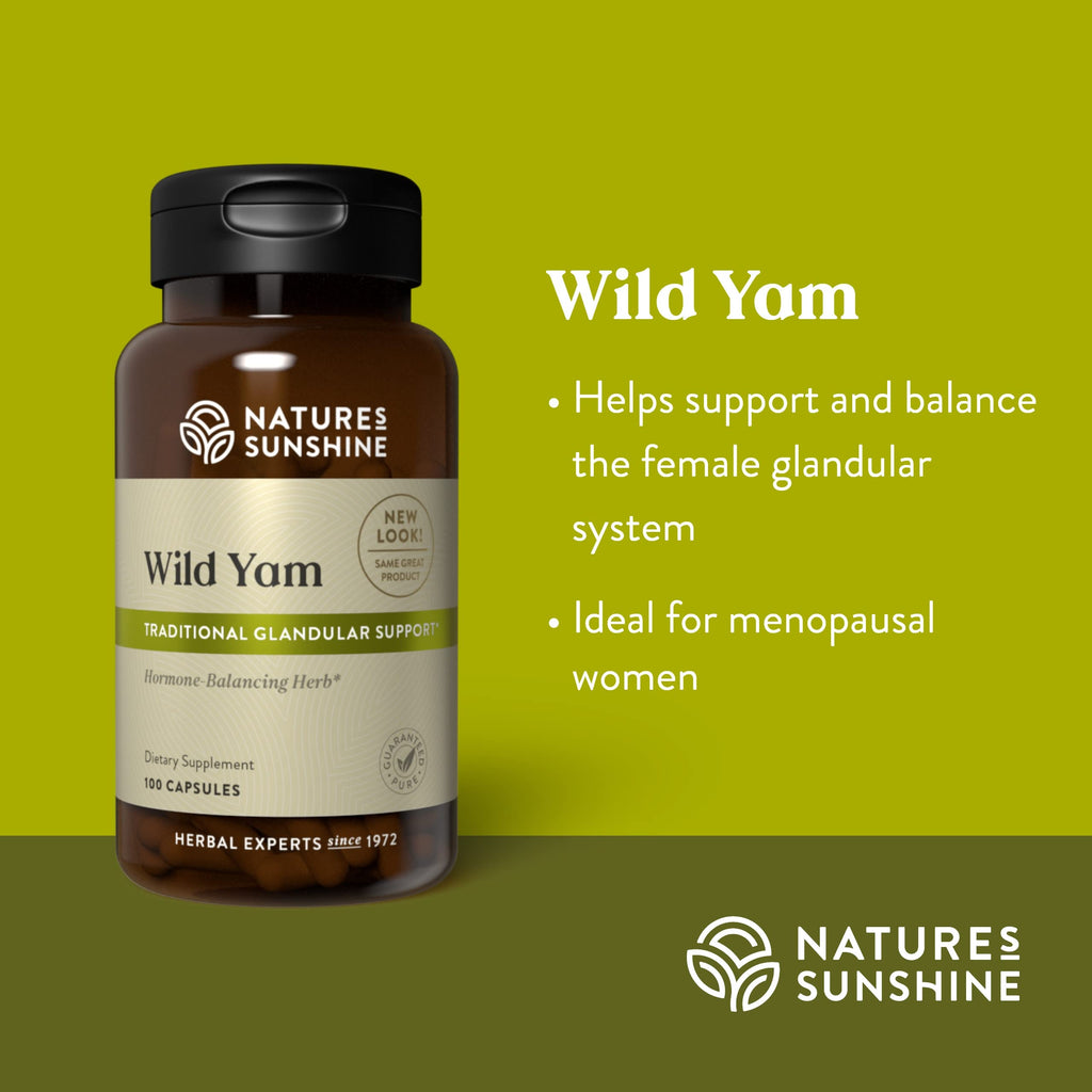 Nature's Sunshine Wild Yam Capsules - Herbal Gladular Support (100 Capsules)