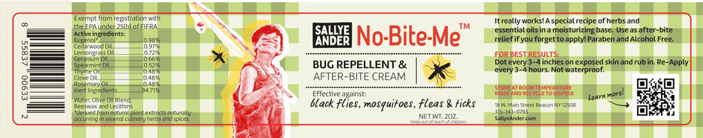 SALLYEANDER No Bite Me Natural Bug & Insect Repellent Lotion - DEET-Free Anti-Itch Cream - Safe for Kids, Infants & Adults - Repels Mosquitoes, Black Flies, Fleas & Ticks - Made in USA, 2oz