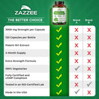 Zazzee Extra Strength Mullein 10:1 Extract, 3000 mg Strength, 120 Vegan Capsules, 4 Month Supply, Certified Kosher, Lung and Respiratory Support, 100% Pure Leaf Powder, Non-GMO, Made in The USA
