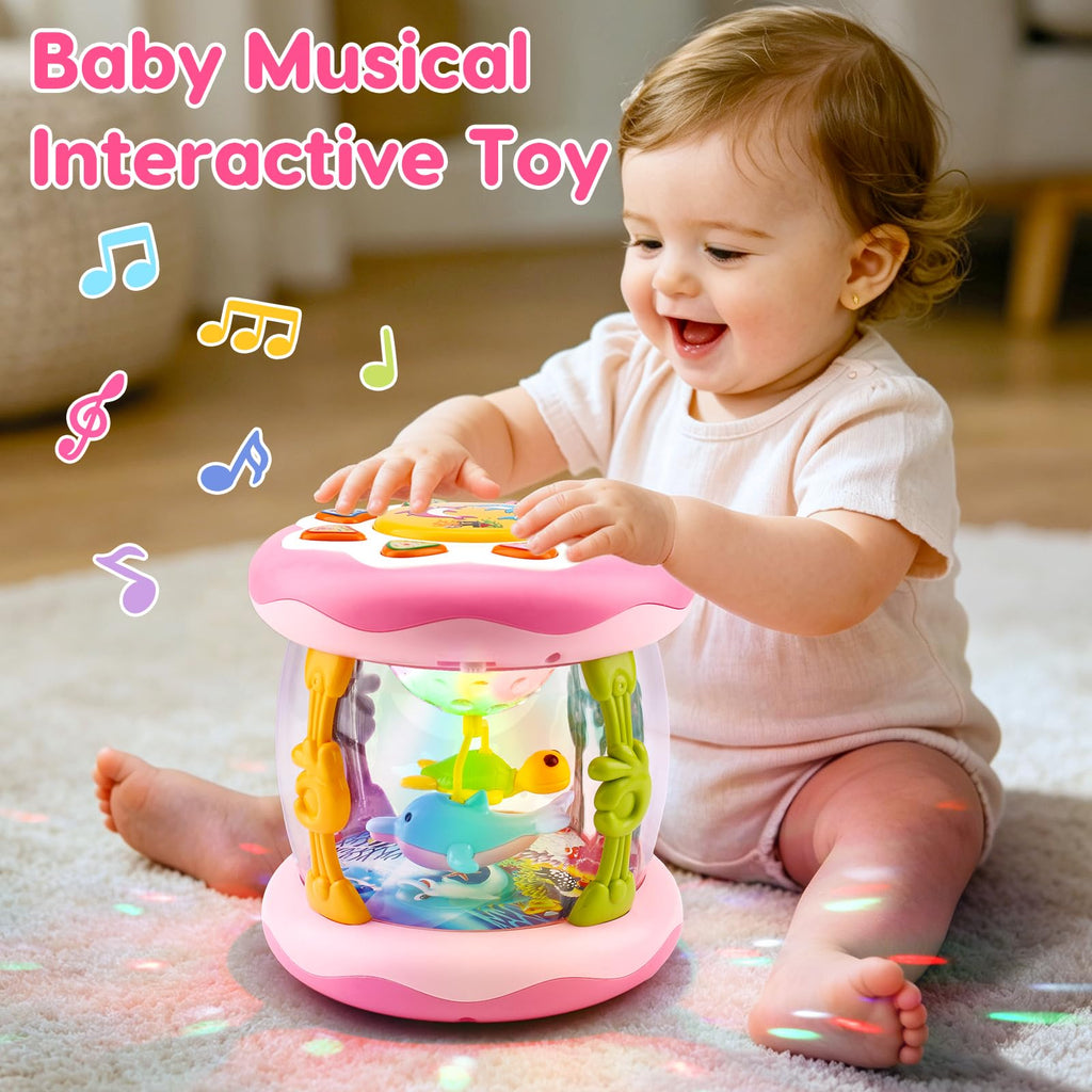 Baby Girl Toys Tummy Time Musical Light Up Ocean Rotating Projector Gifts