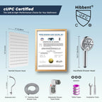 Hibbent All Metal CUPC Certified Shower Head, 10'' High Pressure Rainfall Shower Head, Handheld Showerhead Combo, 12'' Adjustable Extension Arm, 10 Sprays, 71'' Shower Hose, Showerhead Holder, Chrome