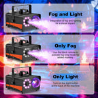 Dashsafe 1200W Fog Machine, 6000CFM for Halloween, Disco Light & Remote