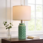 USumkky 20.5" Ceramic Table Lamps Set of 2 - Modern Farmhouse & Boho Style, Bedside Nightstand Lamps for Bedroom, Living Room End Table Lamps, Small Desk Lamp(Green)