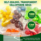 Seal Fresh Self Sealing Cellophane Bags - 2" x 2" (1000 Count) - Clear Plastic Resealable Cello Bag - Cellophane Treat Bags, Cookie Bags for Packaging, Candy bags, Cello Bags, Pastry Bags