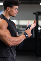 Fitgriff�� Lifting Wrist Straps for Weightlifting, Gym, Deadlift, Workout (Made of Premium Cotton & Padded) - Men & Women (Standard, Navy Blue (Silicone-Grip))