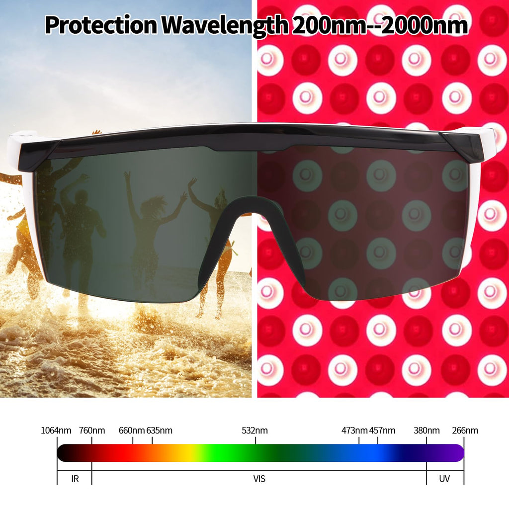 FreeMascot IPL 200nm-2000nm Laser Safety Glasses for Laser Hair Removal Treatment and Laser Cosmetology Operator Eye Protection with Case (Green)