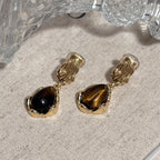 2PCS Maillard Gold Clip On Earrings for Women Dangle Ear Clips Wedding Anniversay Birthday Daily Wear