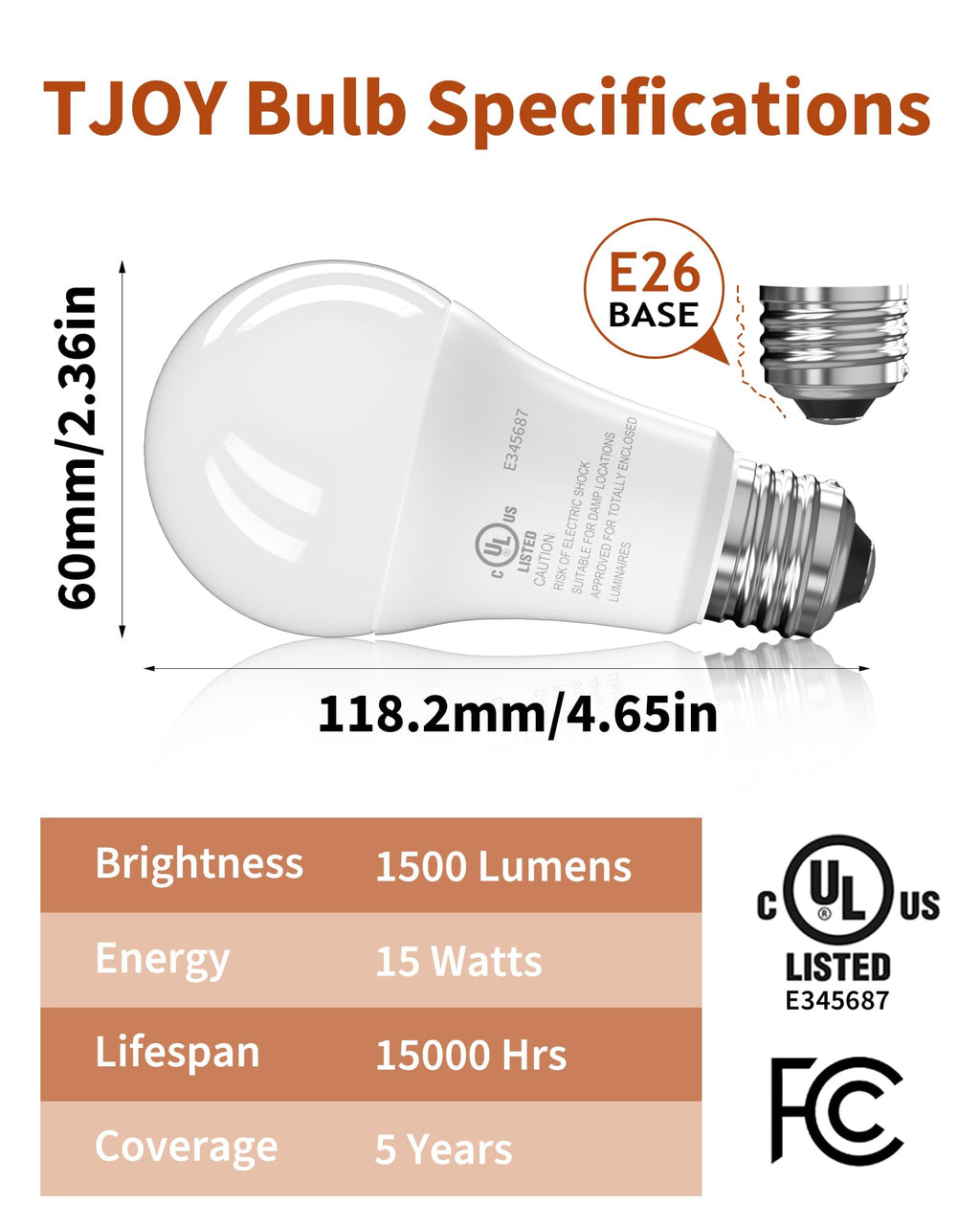 TJOY 24 Pack LED Light Bulbs, 100 Watt Equivalent A19 LED Bulbs, Soft Warm White 2700K, Energy Saving Lightbulbs with E26 Standard Base, 1500 Lumens Non Dimmable Lamp for Home Bedroom Kitchen